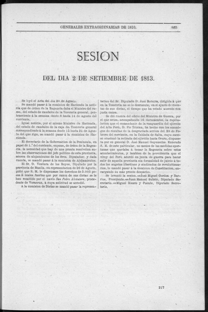 Miniatura de Actas de las Sesiones Secretas de las Cortes Generales Extraordinarias de la nación Española... (del 2 al 25 de septiembre de 1813)