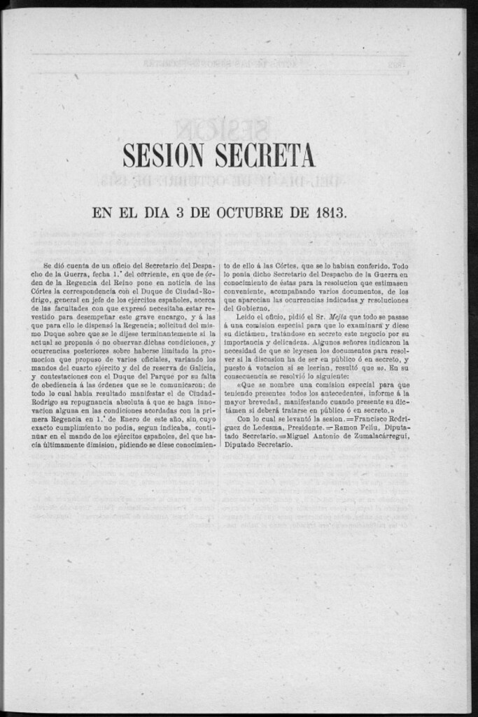 Miniatura de Actas de las Sesiones Secretas de las Cortes Generales Extraordinarias de la nación Española... (del 3 al 22 de octubre de 1813)