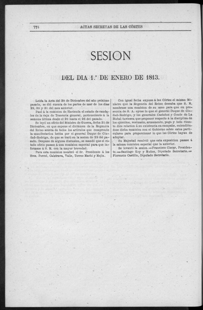Miniatura de Actas de las Sesiones Secretas de las Cortes Generales Extraordinarias de la nación Española... (del 1 al 27 de enero de 1813)