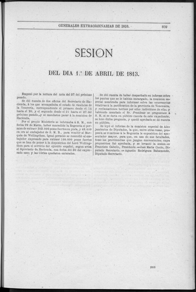 Miniatura de Actas de las Sesiones Secretas de las Cortes Generales Extraordinarias de la nación Española... (del 1 al 30 de abril de 1813)