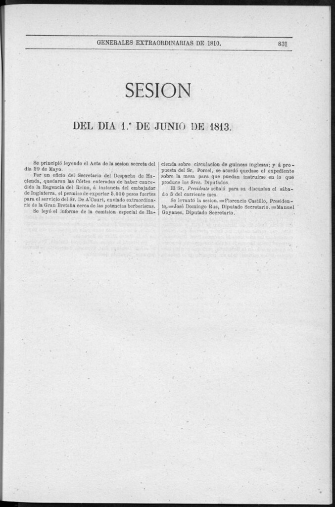 Miniatura de Actas de las Sesiones Secretas de las Cortes Generales Extraordinarias de la nación Española... (del 1al 30 de junio de 1813)