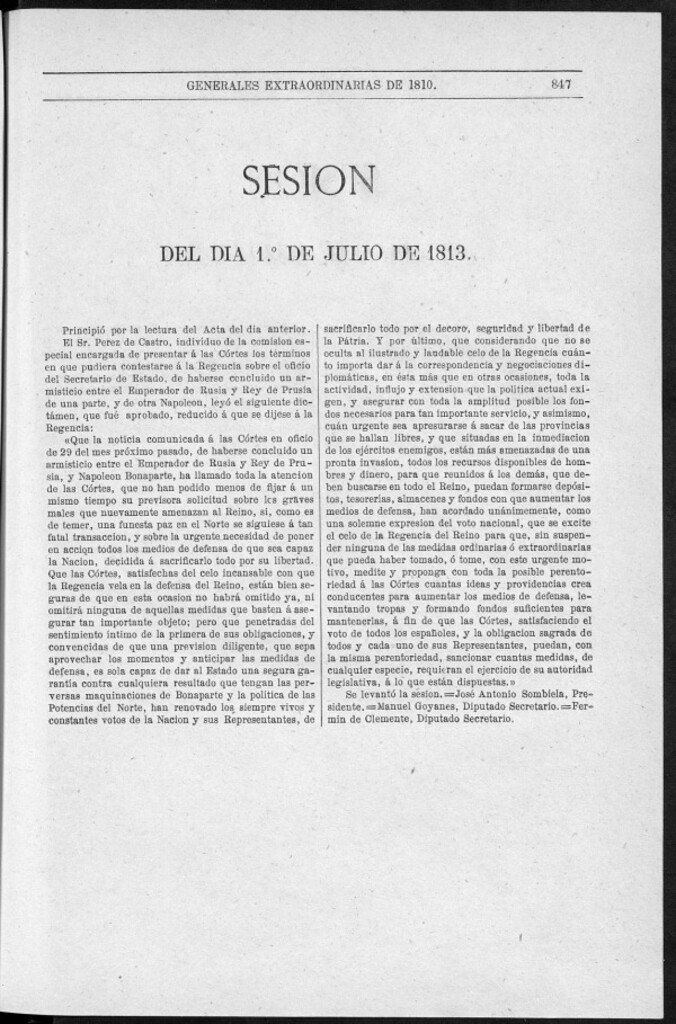 Miniatura de Actas de las Sesiones Secretas de las Cortes Generales Extraordinarias de la nación Española... (del 1 al 22 de julio de 1813)