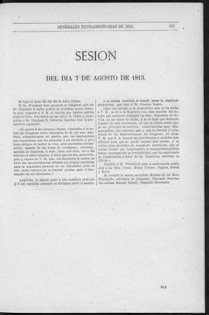 Miniatura de Actas de las Sesiones Secretas de las Cortes Generales Extraordinarias de la nación Española... (del 7 al 20 de agosto de 1813)