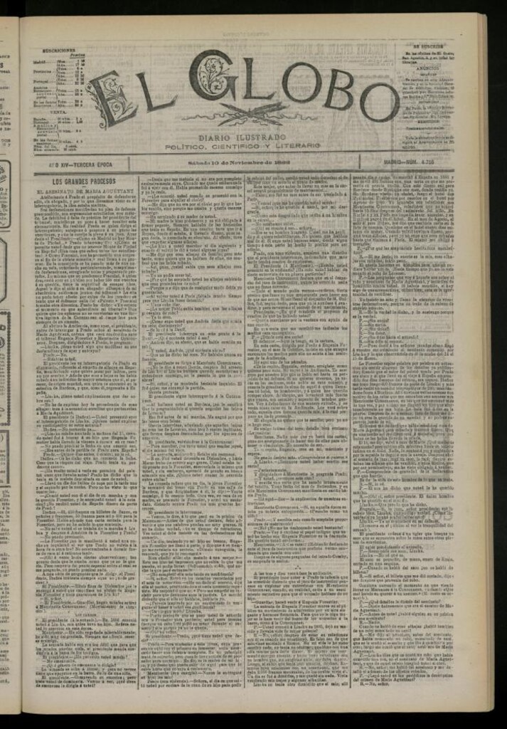 Miniatura de El Globo : diario ilustrado del 10 de noviembre de 1888