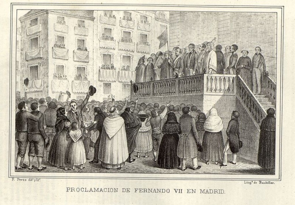 Miniatura de Proclamación de Fernando VII en Madrid