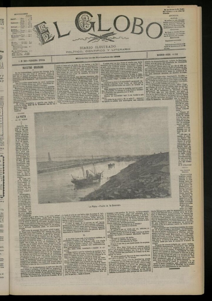 Miniatura de El Globo : diario ilustrado del 14 de noviembre de 1888