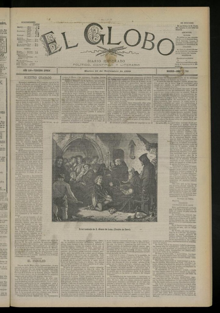 Miniatura de El Globo : diario ilustrado del 20 de noviembre de 1888