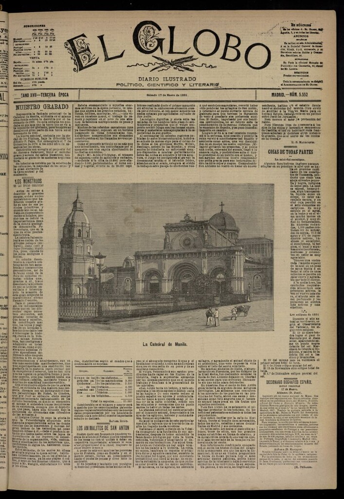 Miniatura de El Globo : diario ilustrado  del 17 de enero de 1891,nº 5552