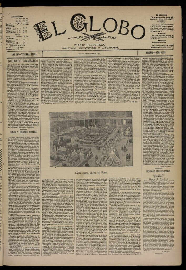 Miniatura de El Globo : diario ilustrado  del 24 de enero de 1891,nº 5559
