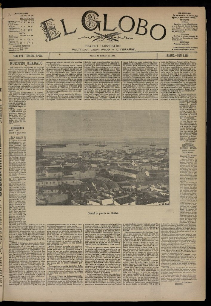 Miniatura de El Globo : diario ilustrado  del 23 de enero de 1891,nº 5558