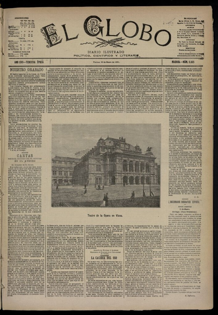 Miniatura de El Globo : diario ilustrado  del 30 de enero de 1891,nº 5565