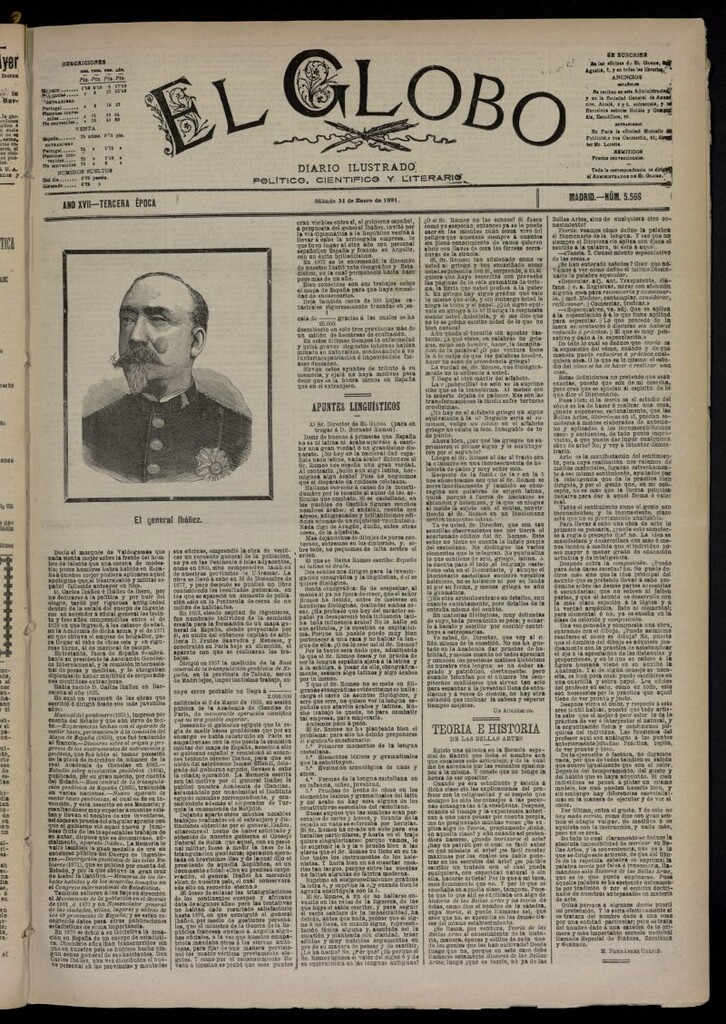 Miniatura de El Globo : diario ilustrado  del 31 de enero de 1891,nº 5566