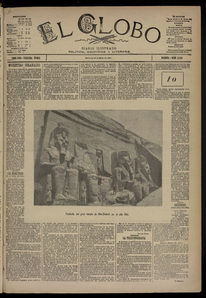 Miniatura de El Globo : diario ilustrado  del 21 de enero de 1891,nº 5556