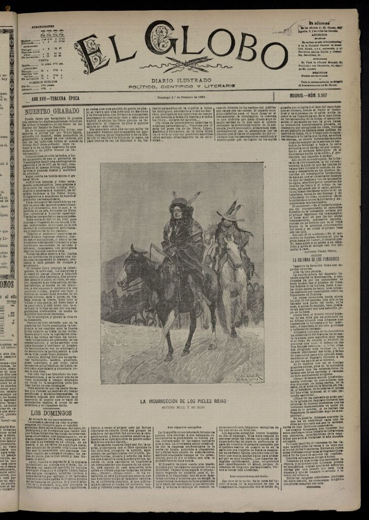 Miniatura de El Globo : diario ilustrado  del 1 de febrero de 1891,nº 5567
