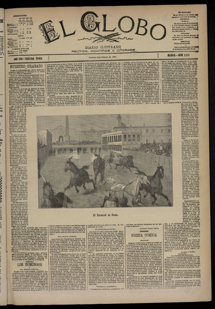 Miniatura de El Globo : diario ilustrado  del 8 de febrero de 1891,nº 5574