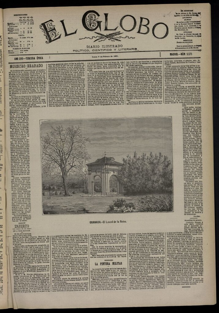 Miniatura de El Globo : diario ilustrado  del 9 de febrero de 1891,nº 5575