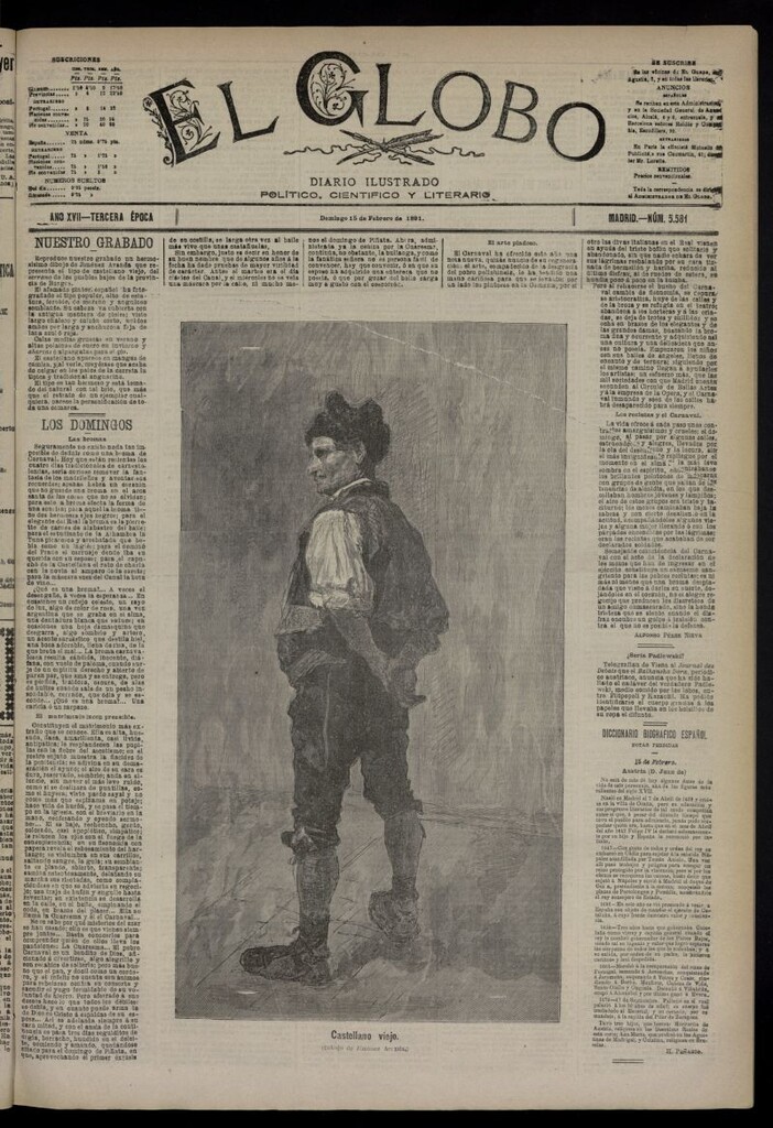 Miniatura de El Globo : diario ilustrado  del 15 de febrero de 1891,nº 5581
