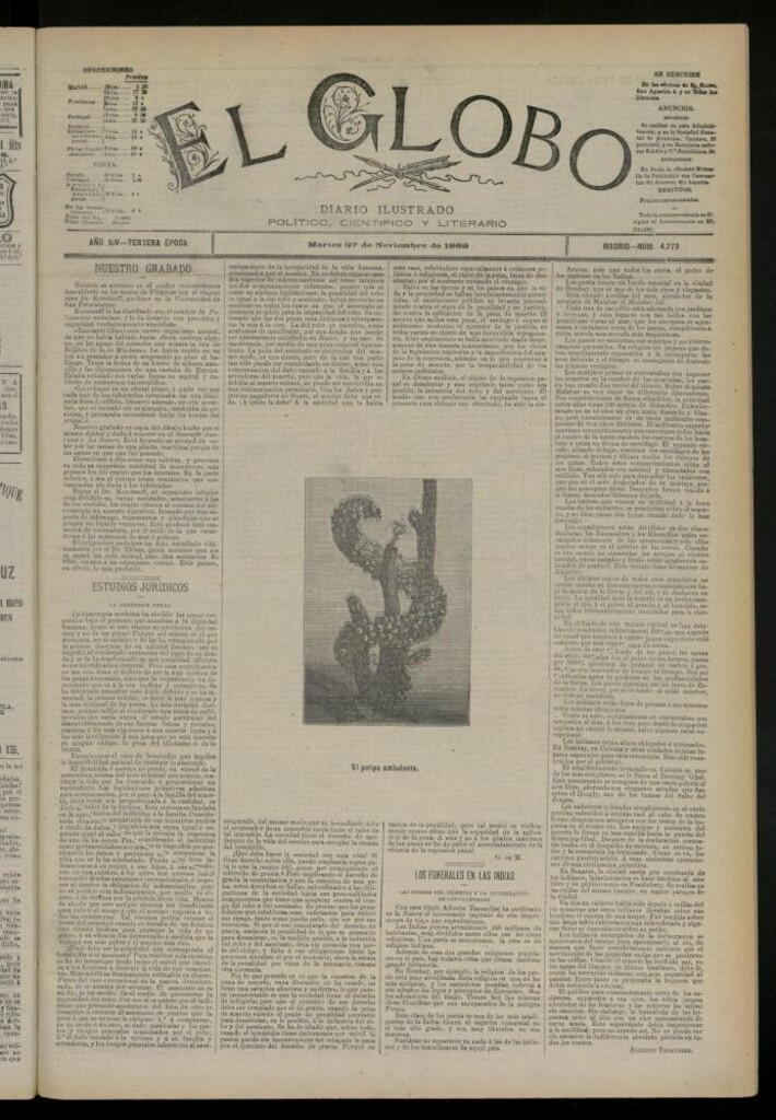 Miniatura de El Globo : diario ilustrado del 27 de noviembre de 1888