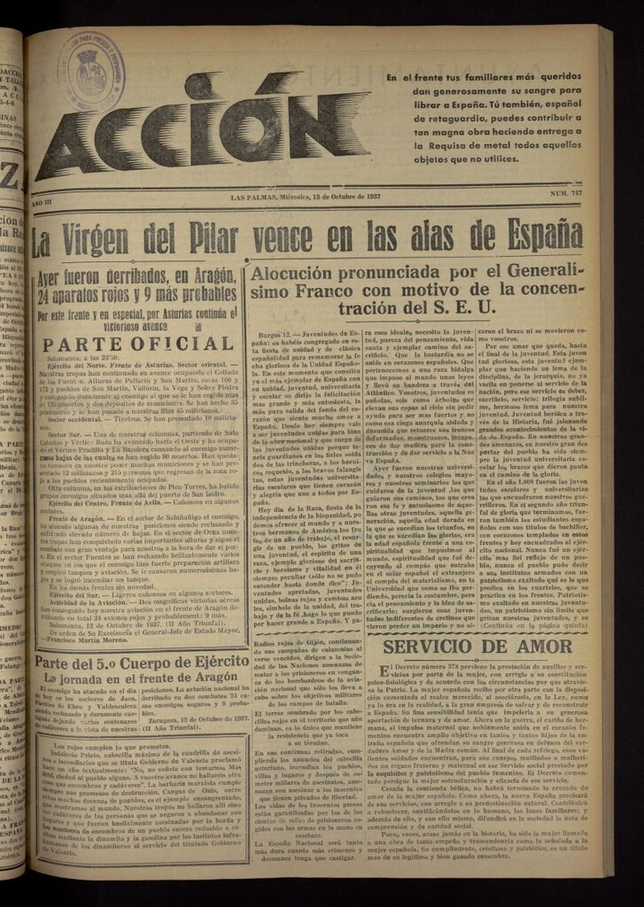 Miniatura de Acción (Las Palmas de Gran Canaria) del 13 de octubre de 1937, nº 747