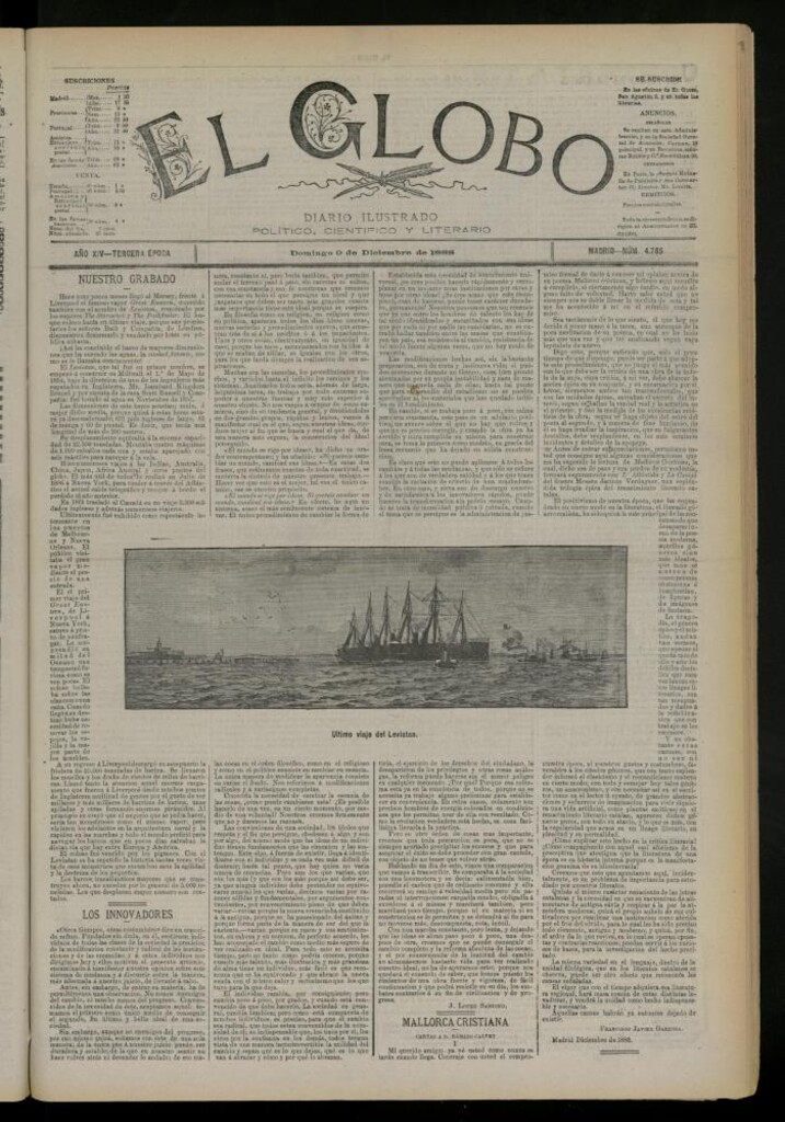 Miniatura de El Globo : diario ilustrado del 9 de diciembre de 1888