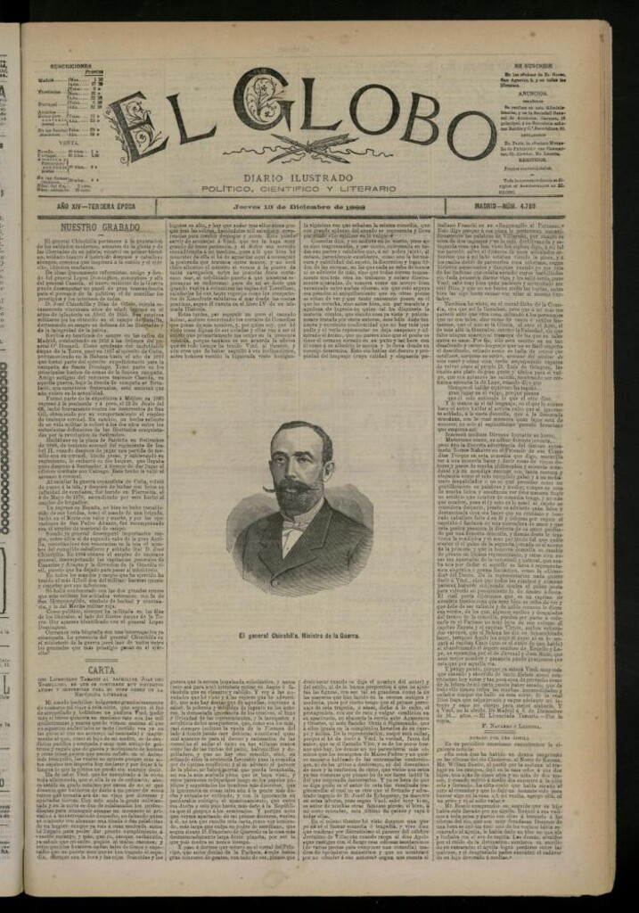 Miniatura de El Globo : diario ilustrado del 13 de diciembre de 1888
