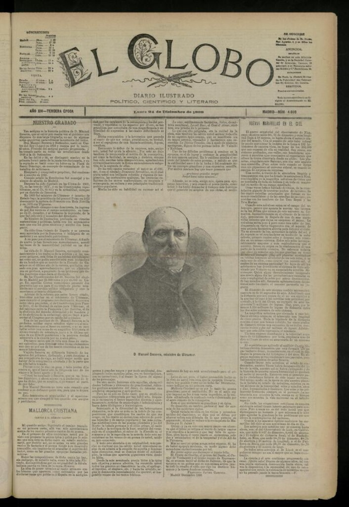 Miniatura de El Globo : diario ilustrado del 24 de diciembre de 1888