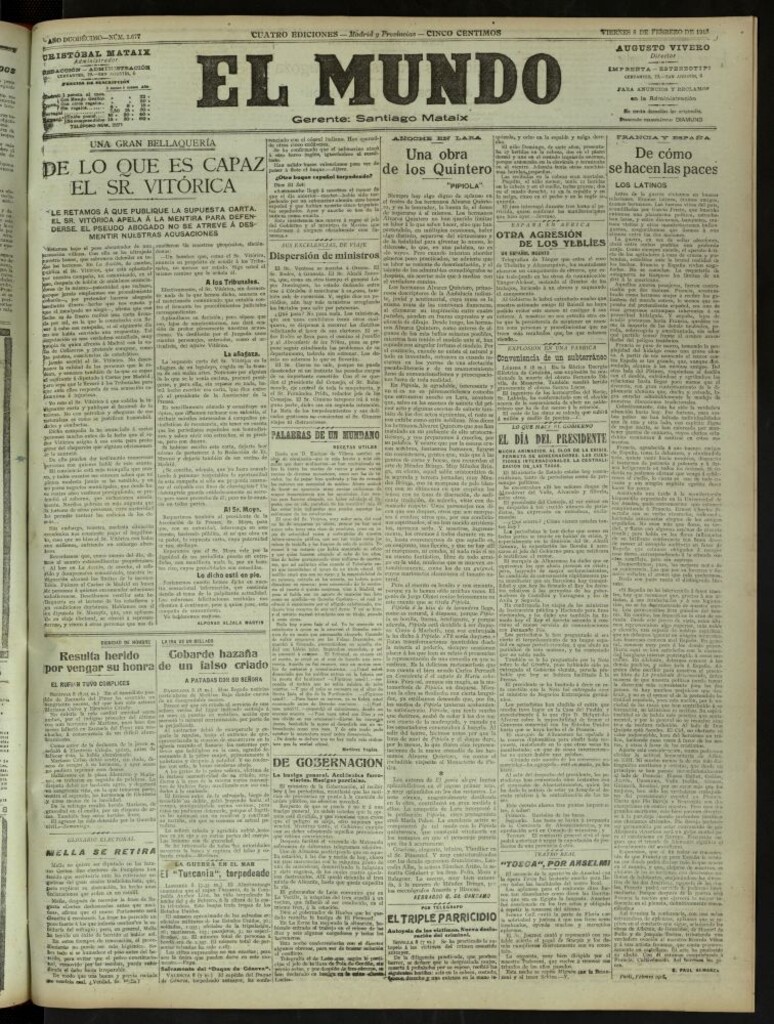 Miniatura de El Mundo del 8 de febrero de 1918 (edición de provincias)