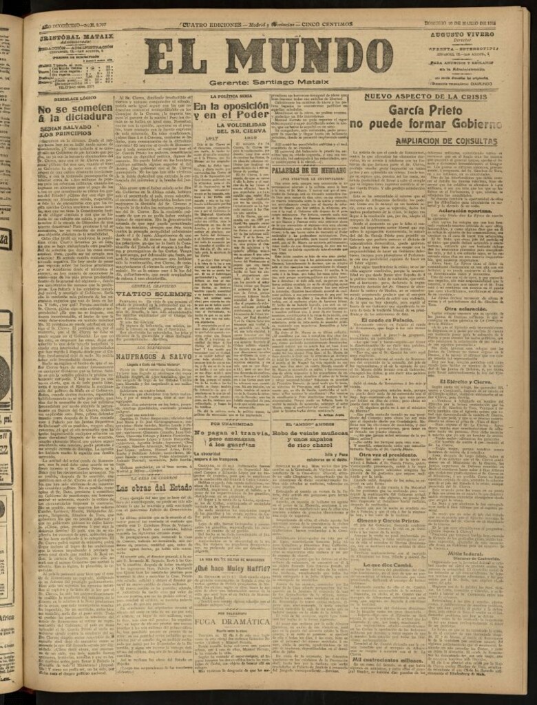 Miniatura de El Mundo del 10 de marzo de 1918 (edición de provincias)