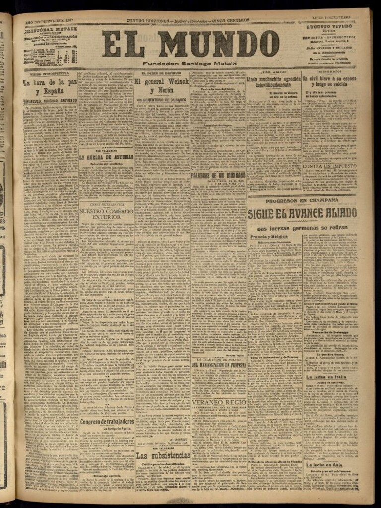 Miniatura de El Mundo del 7 de octubre de 1918 (edición de provincias)