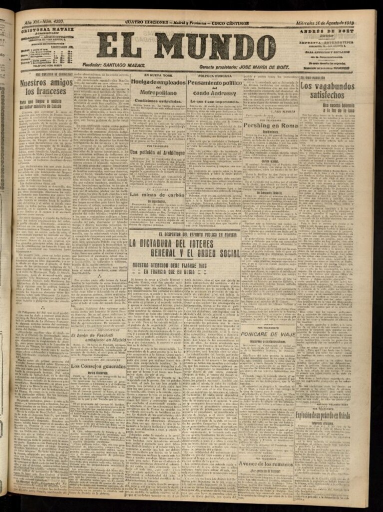 Miniatura de El Mundo del 20 de agosto de 1919