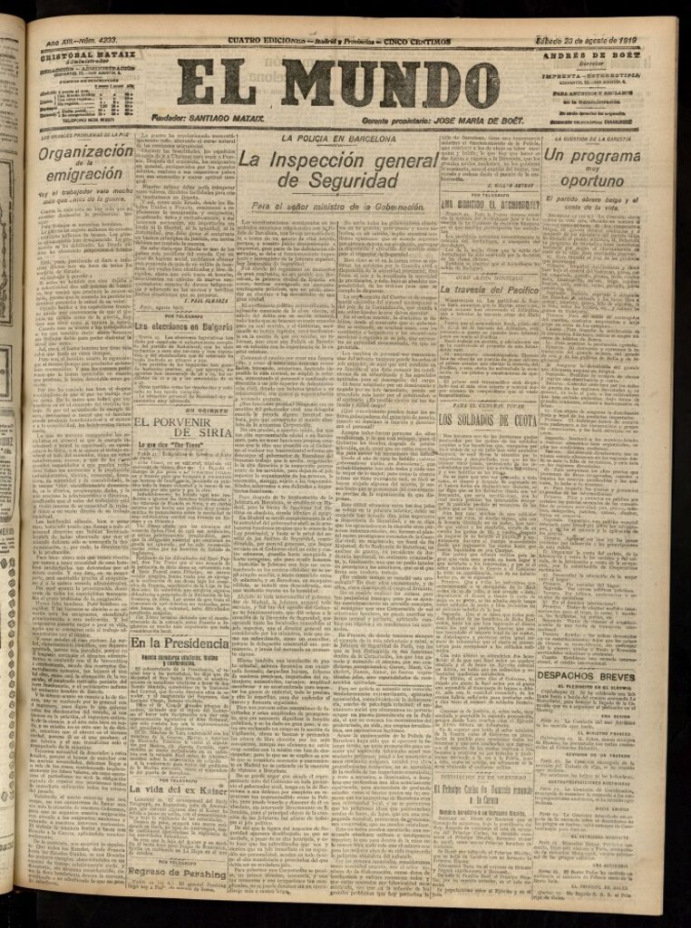 Miniatura de El Mundo del 23 de agosto de 1919