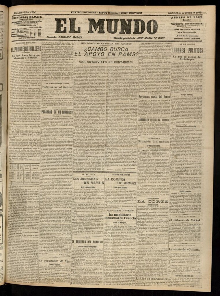 Miniatura de El Mundo del 24 de agosto de 1919