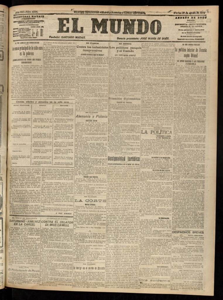 Miniatura de El Mundo del 26 de agosto de 1919