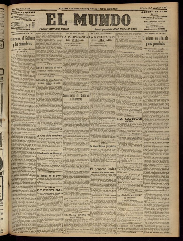 Miniatura de El Mundo del 30 de agosto de 1919