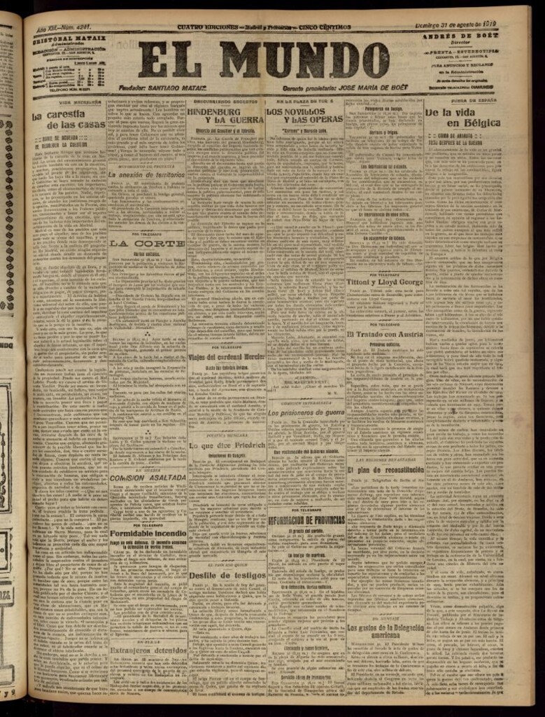 Miniatura de El Mundo del 31 de agosto de 1919