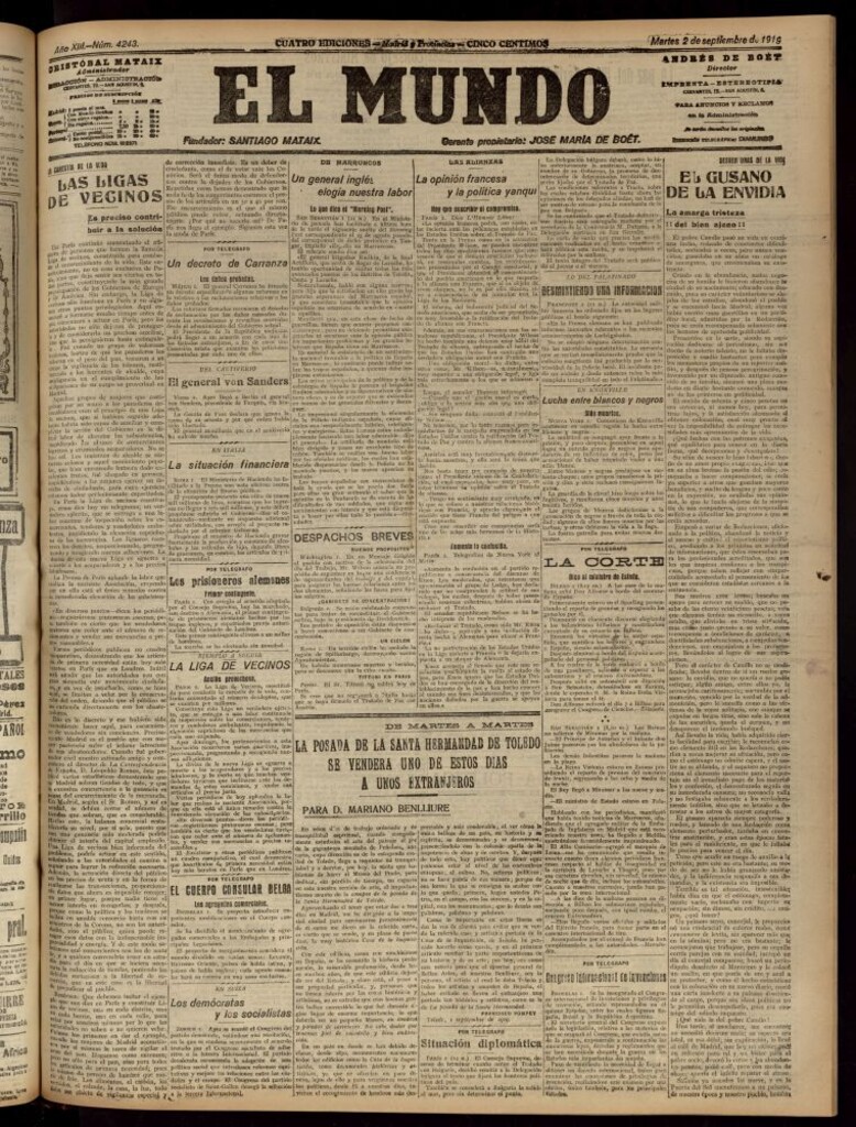 Miniatura de El Mundo del 2 de septiembre de 1919