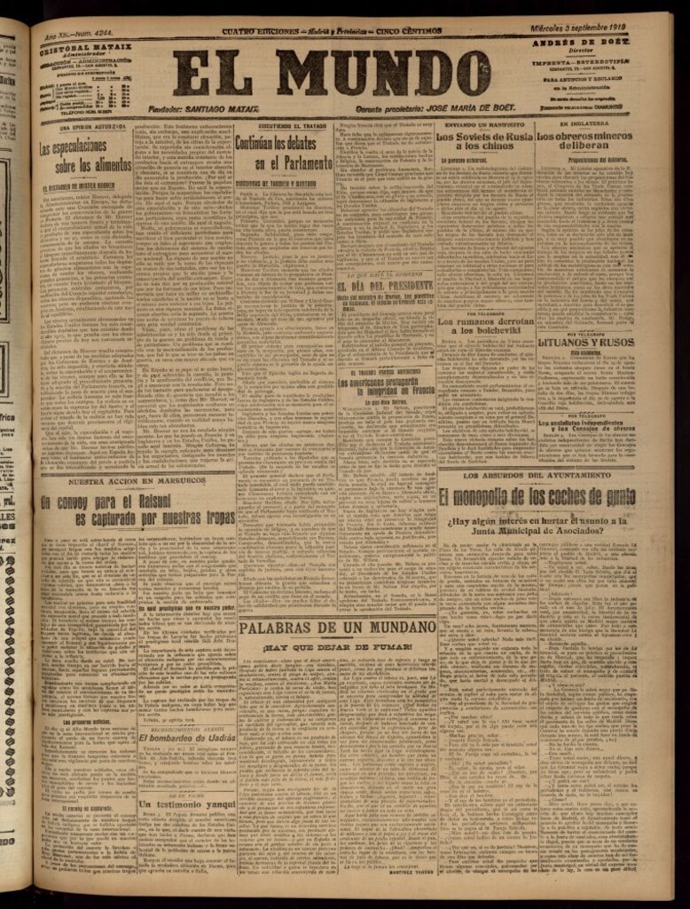 Miniatura de El Mundo del 3 de septiembre de 1919