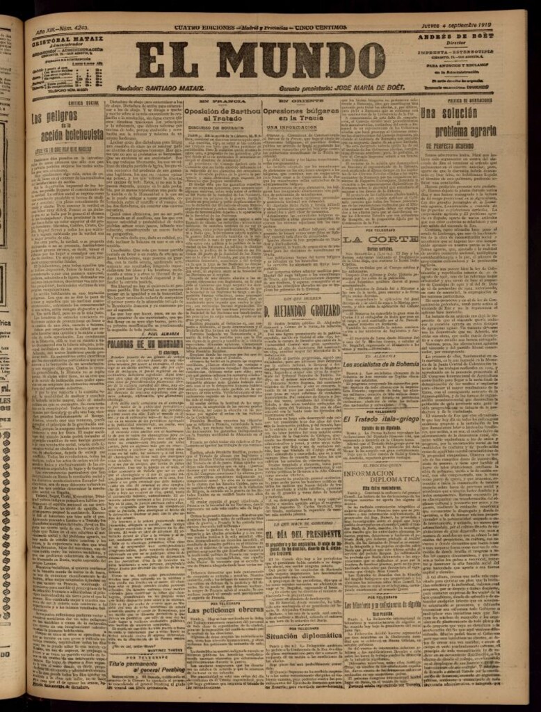 Miniatura de El Mundo del 4 de septiembre de 1919