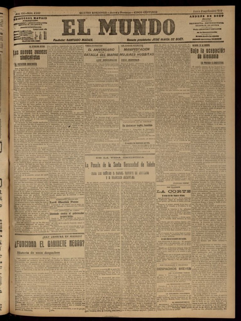 Miniatura de El Mundo del 8 de septiembre de 1919
