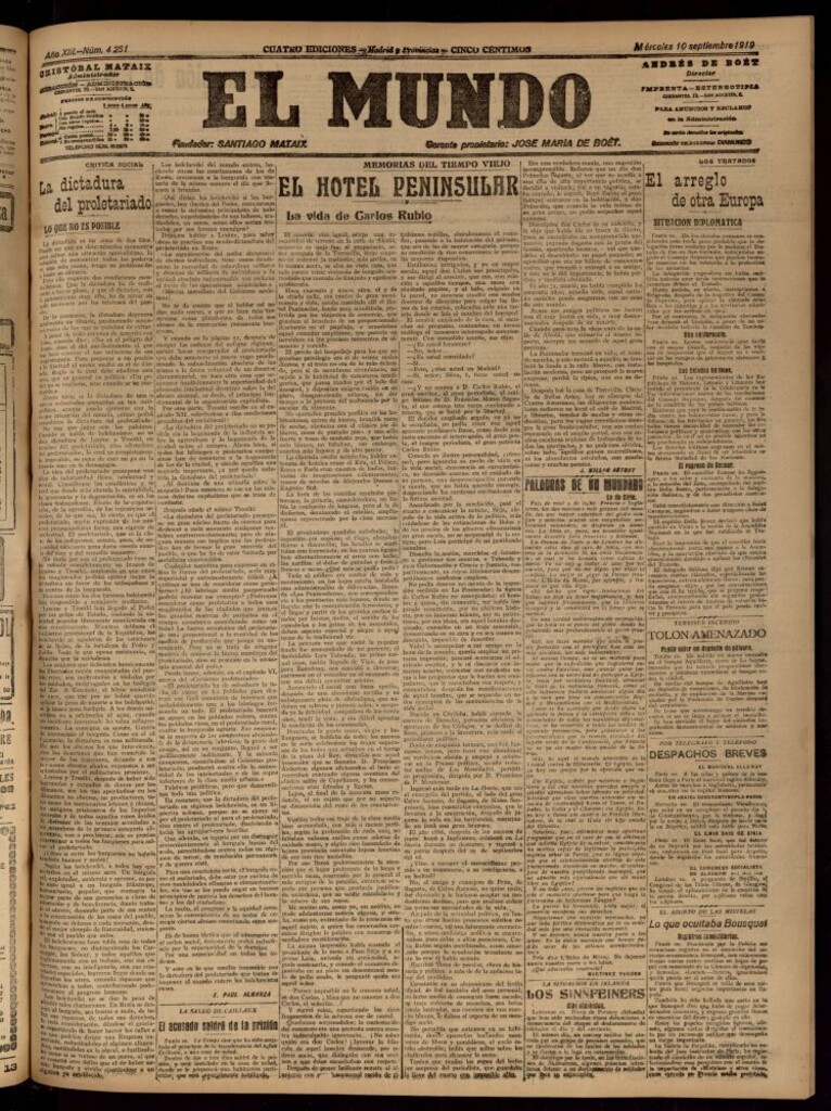 Miniatura de El Mundo del 10 de septiembre de 1919