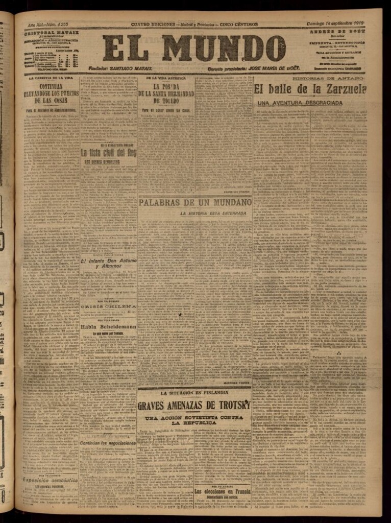 Miniatura de El Mundo del 14 de septiembre de 1919