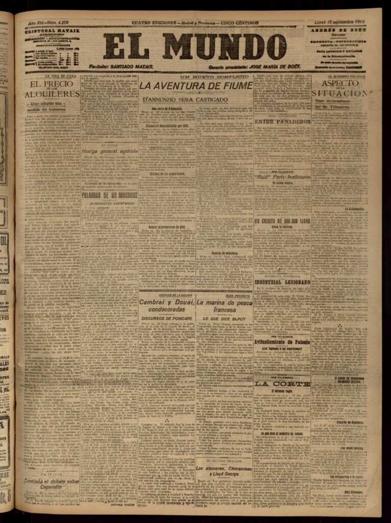 Miniatura de El Mundo del 15 de septiembre de 1919