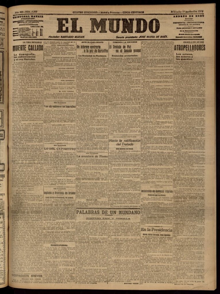 Miniatura de El Mundo del 17 de septiembre de 1919