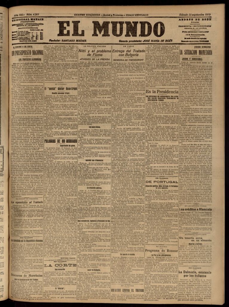 Miniatura de El Mundo del 20 de septiembre de 1919