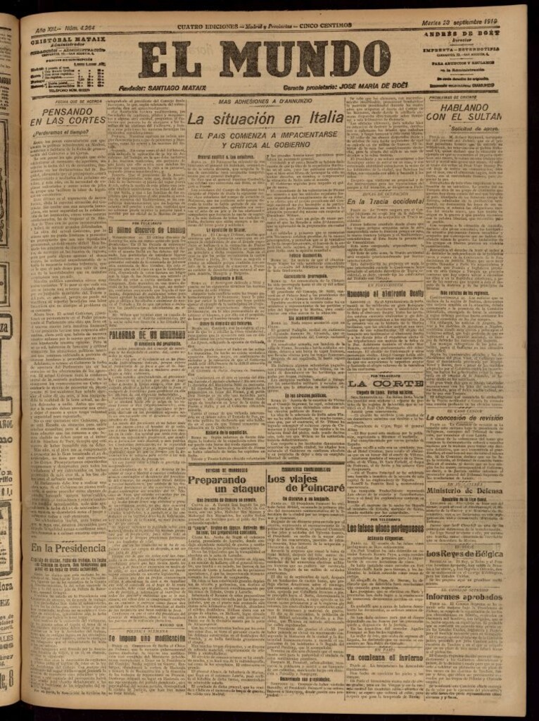 Miniatura de El Mundo del 23 de septiembre de 1919