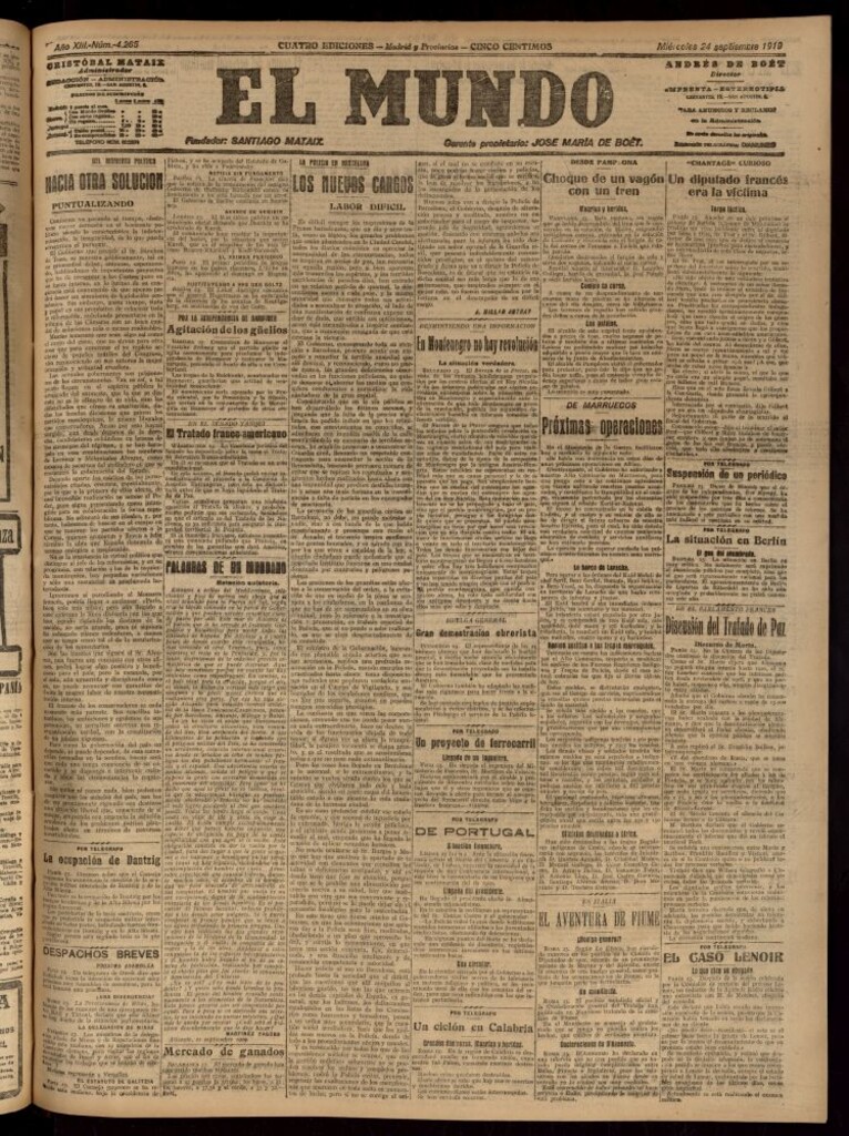 Miniatura de El Mundo del 24 de septiembre de 1919