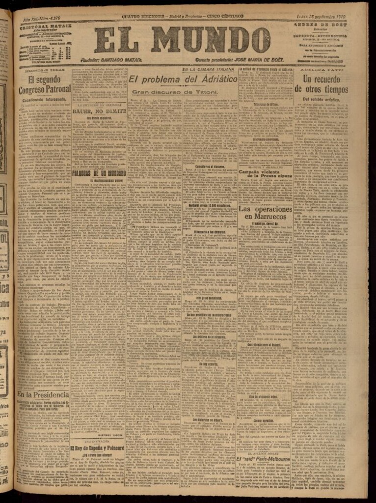Miniatura de El Mundo del 29 de septiembre de 1919