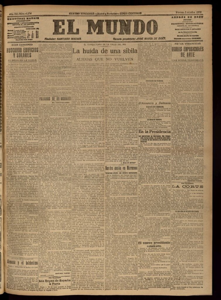 Miniatura de El Mundo del 3 de octubre de 1919