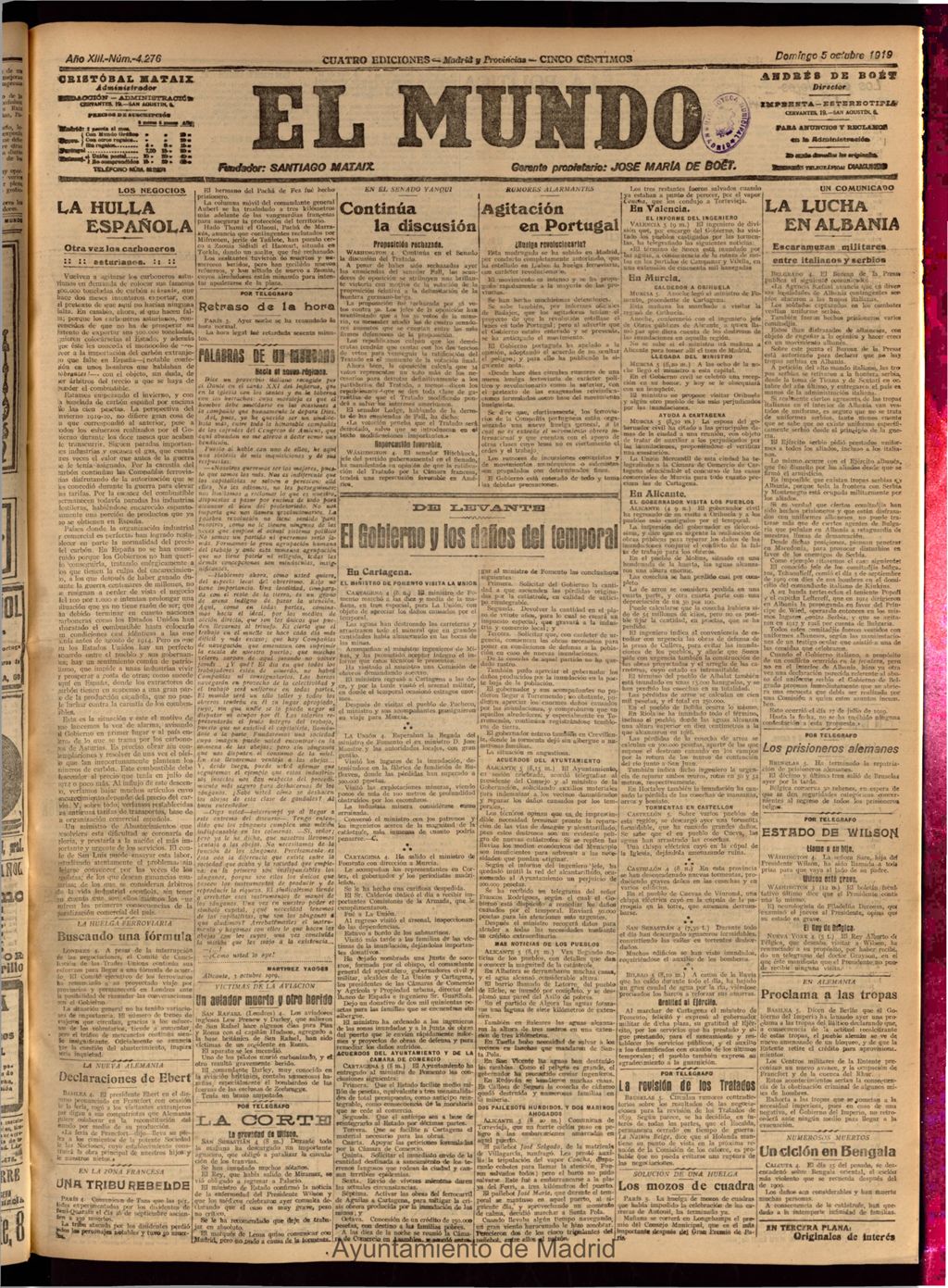 Miniatura de El Mundo del 5 de octubre de 1919