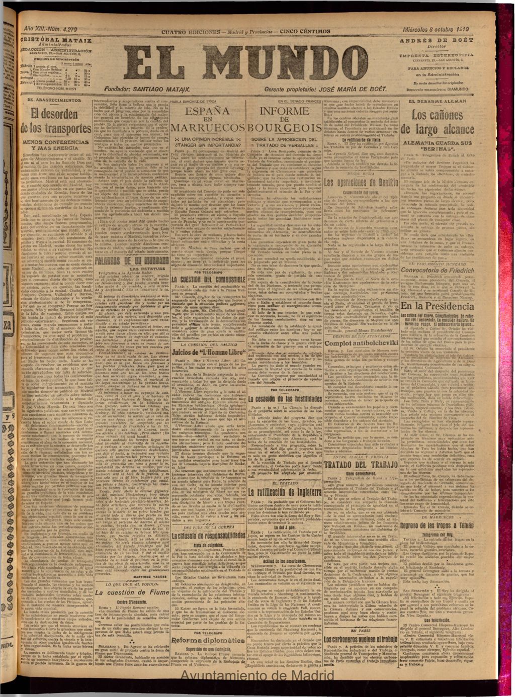 Miniatura de El Mundo del 8 de octubre de 1919